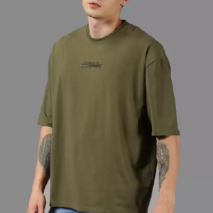 Men Solid Round Neck Pure Cotton Green T-Shirt