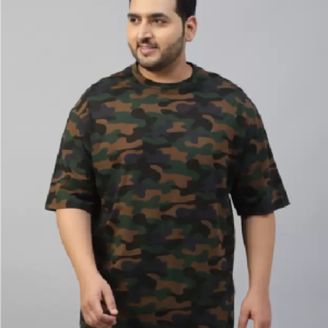 Men Printed Round Neck Pure Cotton Green T-Shirt