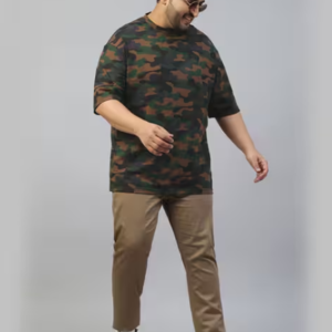 Men Printed Round Neck Pure Cotton Green T-Shirt