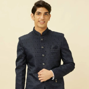 Men’s Sapphire Blue Ogee Patterned Suit