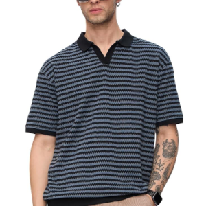 Men’s Striped Oversized Fit Polo Shirt