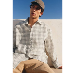 Men’s Checked Loose Fit Textured Shirt