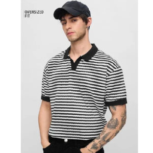 Men’s Striped Oversized Fit Polo Shirt