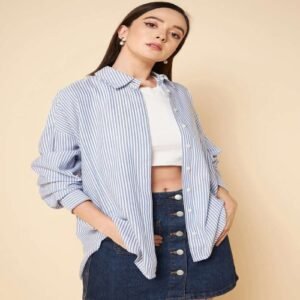 Striped Shirt,Oversized Cotton Shirt for Women
