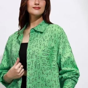 Women Regular Fit Printed Cut Away Collar Casual Shirt